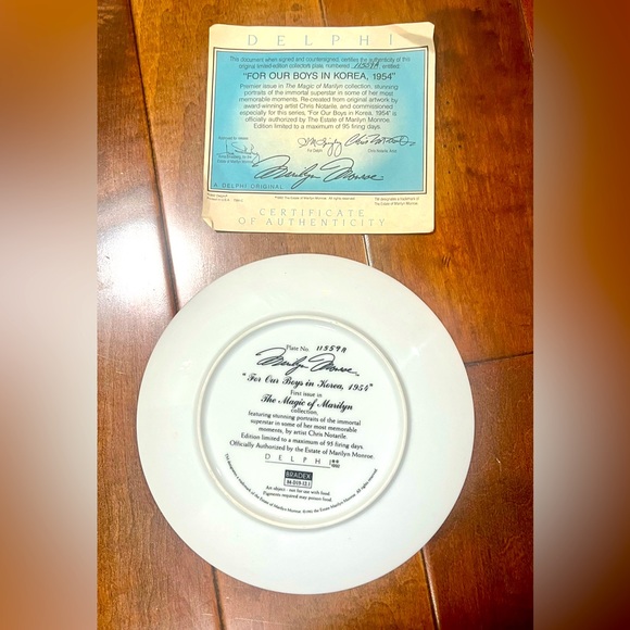 FOR OUR BOYS IN KOREA 1954 Plate The Magic of Marilyn Monroe Collectable Plate - Picture 3 of 5